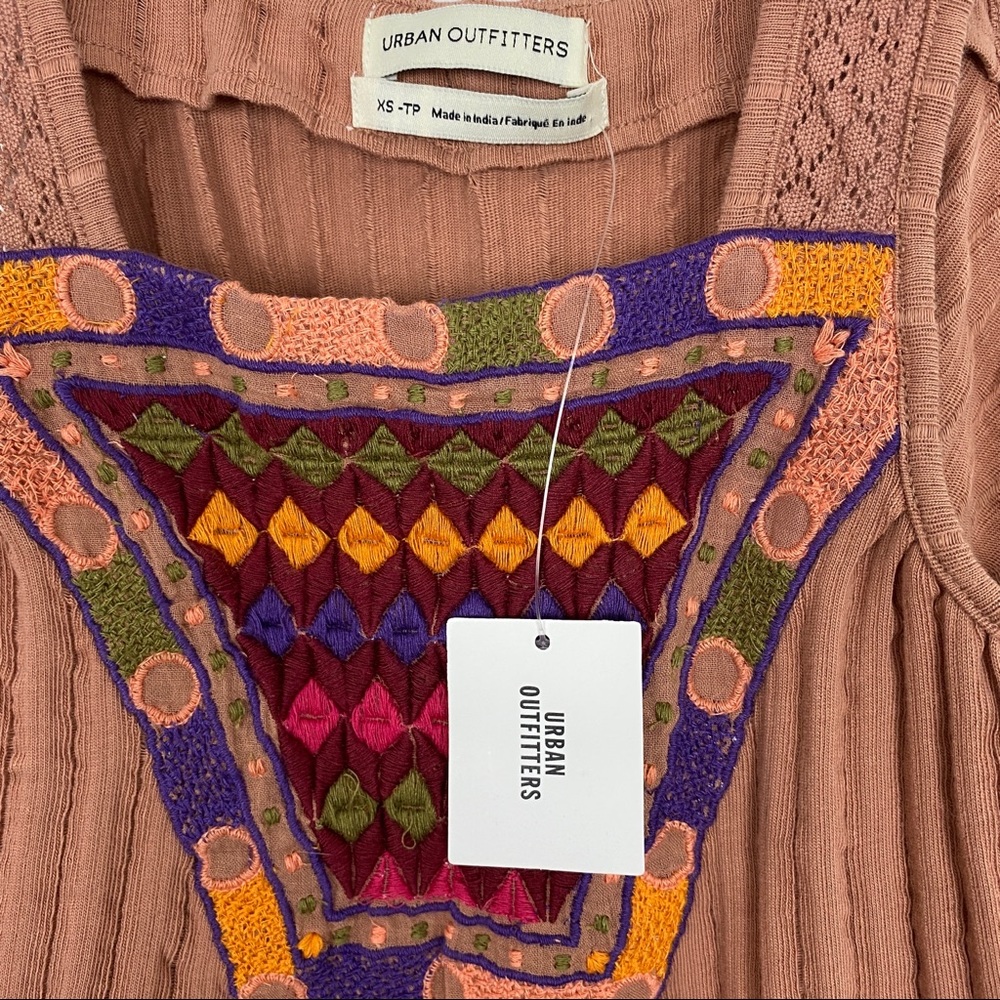 NWT Urban Outfitters Tank top Brown Embroidered XS